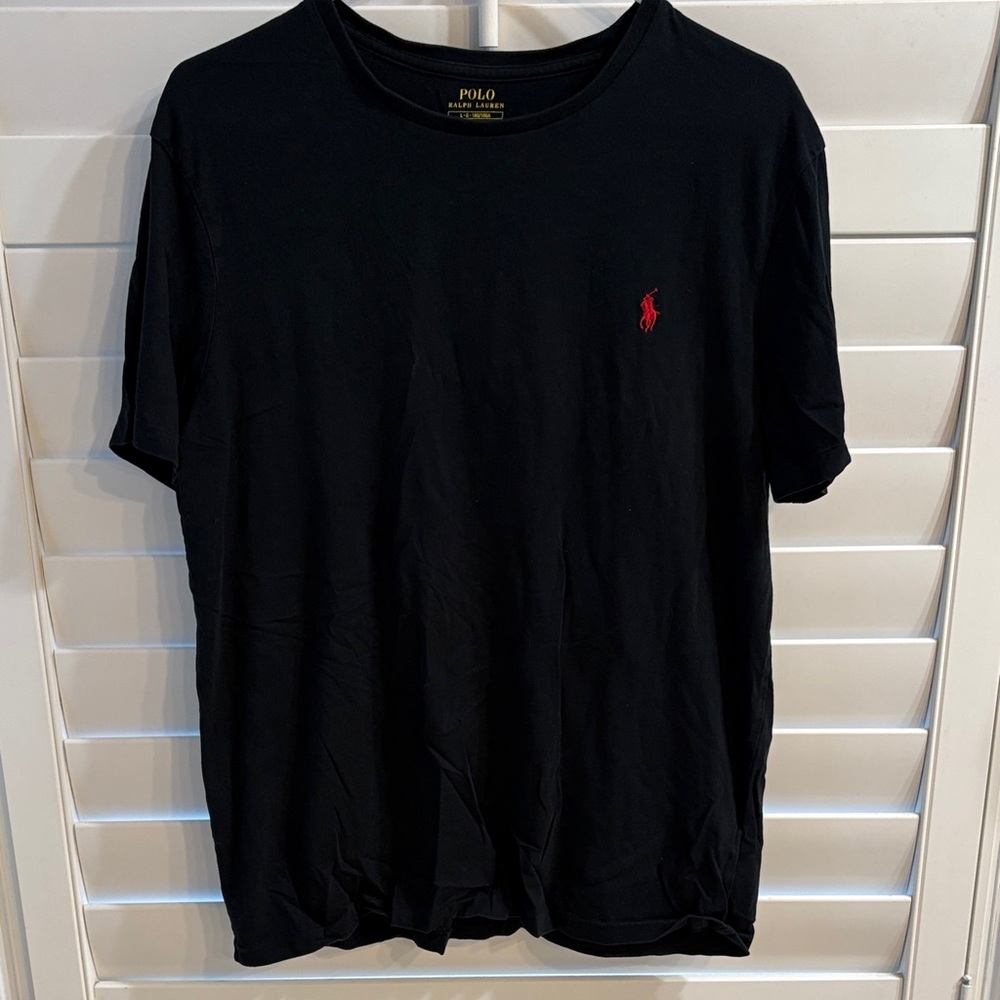 Polo by Ralph Lauren Men's Black Tee with Red Logo